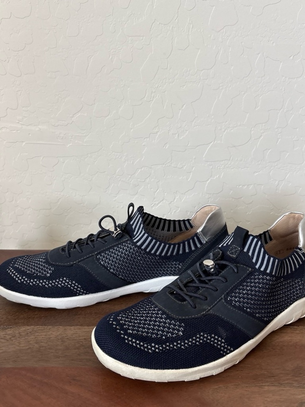 Remonte Navy and White Knit Slip-On Lace Sneakers. 41 US 10-10.5